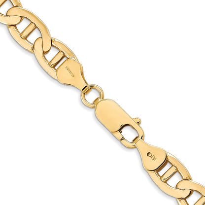 Massiv 14K Gelbgold 7mm Konkav Anker mit Karabinerverschluss Halskette