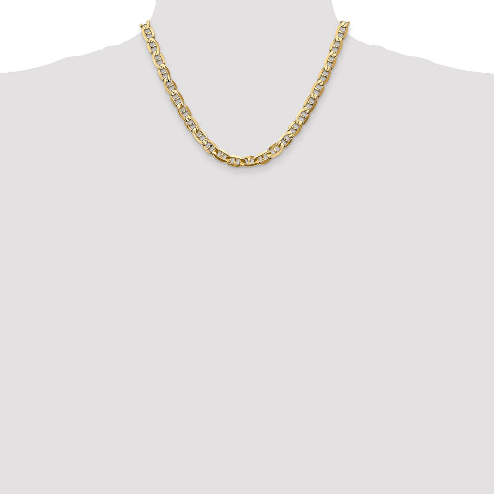 Massiv 14K Gelbgold 7mm Konkav Anker mit Karabinerverschluss Halskette