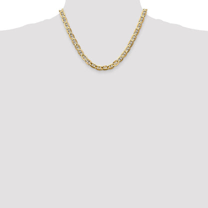 Massiv 14K Gelbgold 7mm Konkav Anker mit Karabinerverschluss Halskette
