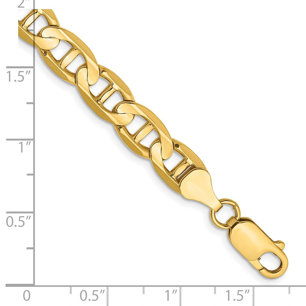 Massiv 14K Gelbgold 7mm Konkav Anker mit Karabinerverschluss Gliederarmband