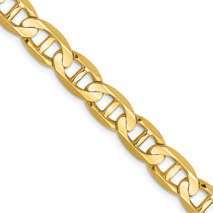 Massiv 14K Gelbgold 7mm Konkav Anker mit Karabinerverschluss Halskette