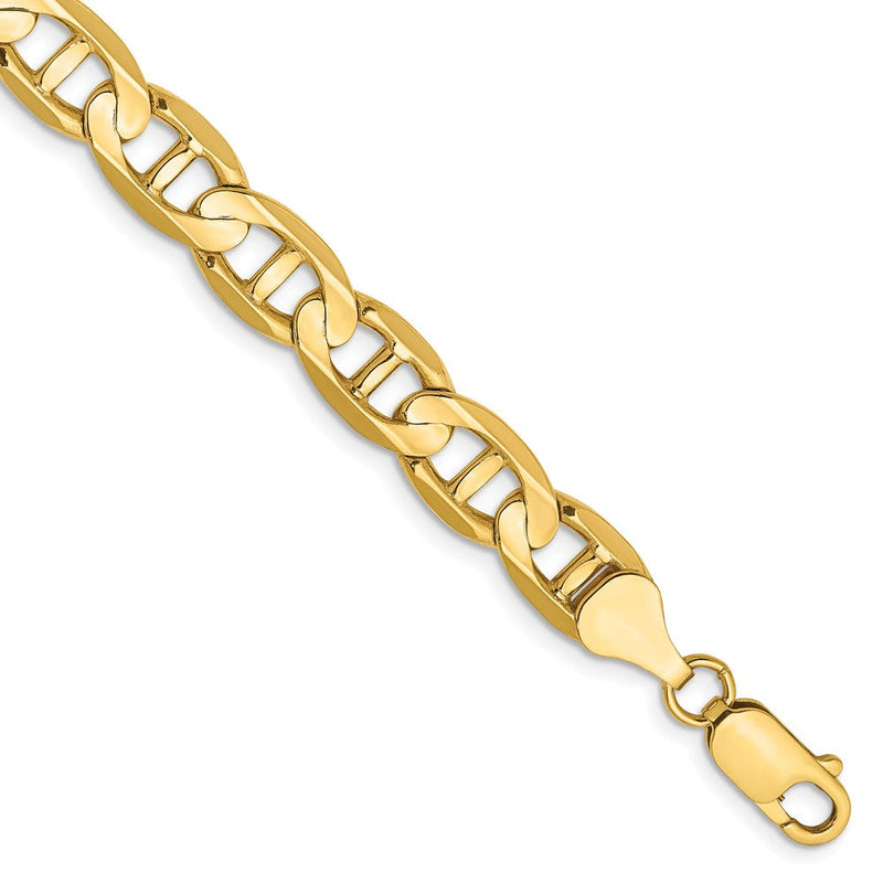 Massiv 14K Gelbgold 8mm Konkav Anker Gliederarmband