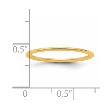14K Gelbgold Ehering, 1 mm, Standard-Komfortpassform