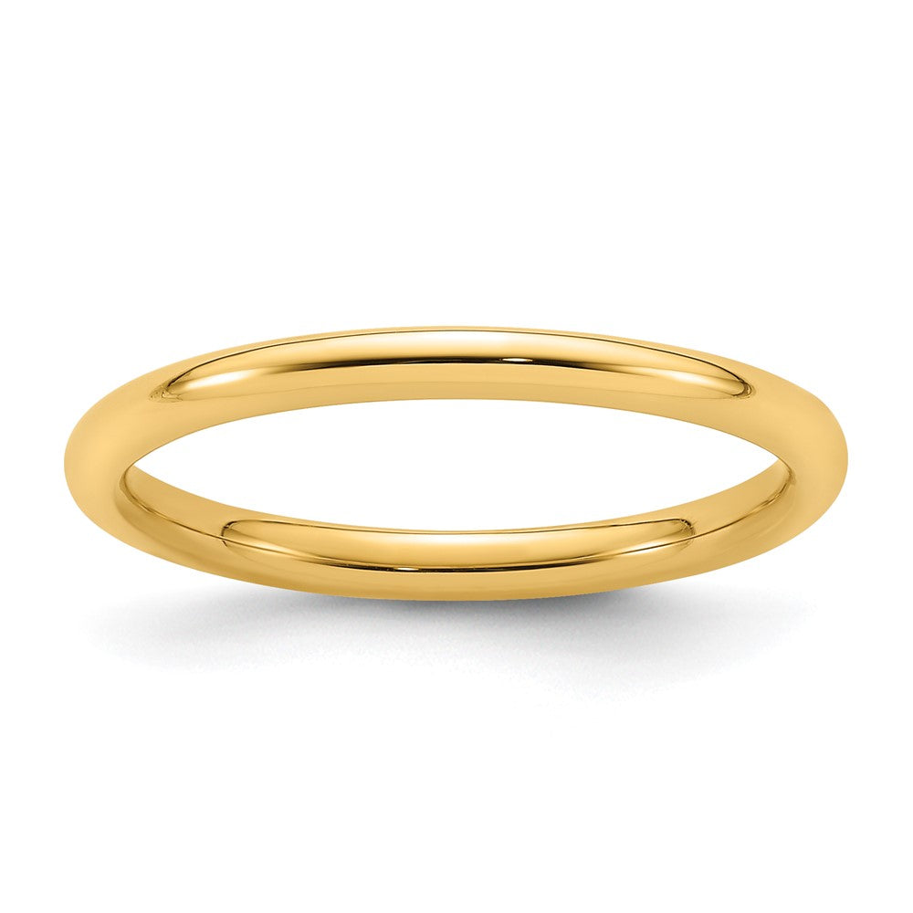Ehering aus 14K Gelbgold, 2 mm, Standardgewicht, Komfort-Passform