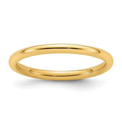 Ehering aus 14K Gelbgold, 2 mm, Standardgewicht, Komfort-Passform