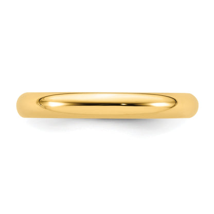 14k Gelbgold 3 mm Ehering mit Standardgewicht und Komfort-Passform