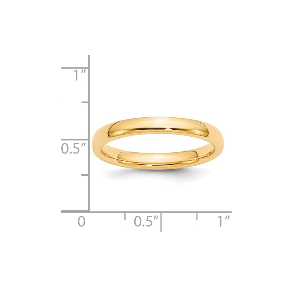 14k Gelbgold 3 mm Ehering mit Standardgewicht und Komfort-Passform