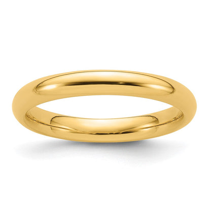 14k Gelbgold 3 mm Ehering mit Standardgewicht und Komfort-Passform