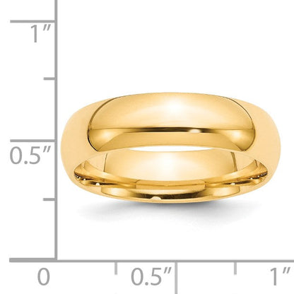 14K Gelbgold 6 mm Ehering mit Standardgewicht und Komfort-Passform