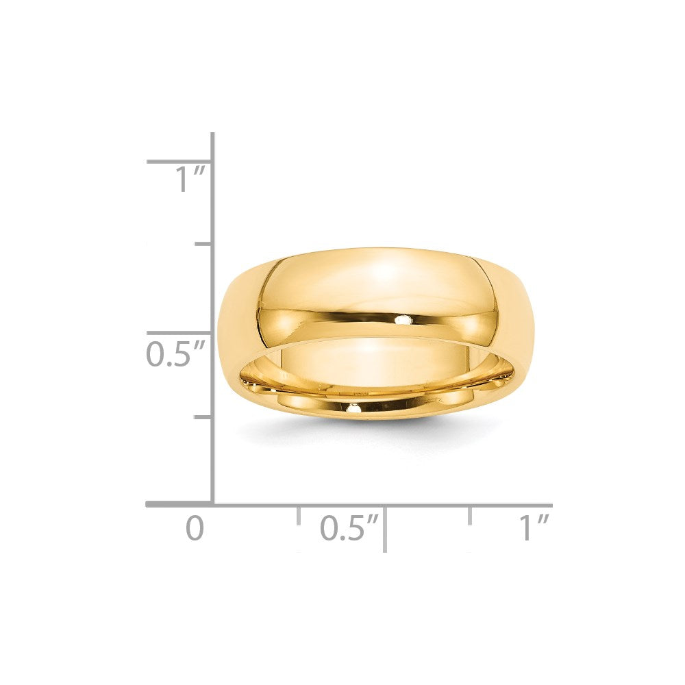 14K Gelbgold 7 mm Ehering mit Standardgewicht und Komfort-Passform