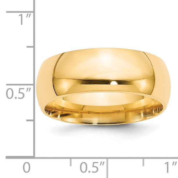 14K Gelbgold 8 mm Ehering mit Standardgewicht in Komfort-Passform