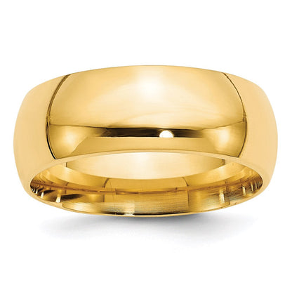 14K Gelbgold 8 mm Ehering mit Standardgewicht in Komfort-Passform