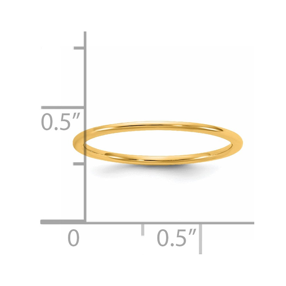 14K Gelbgold Ehering, 1 mm, leichtgewichtig, Komfortpassform