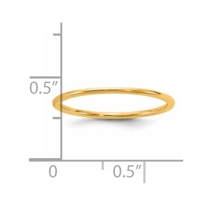 14K Gelbgold Ehering, 1 mm, leichtgewichtig, Komfortpassform