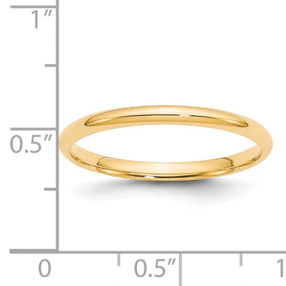 14K Gelbgold 2 mm leichter Ehering mit Komfort-Passform