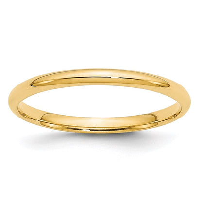 14K Gelbgold 2 mm leichter Ehering mit Komfort-Passform