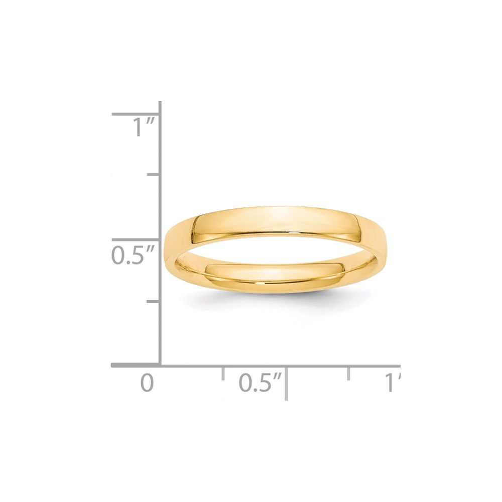 14K Gelbgold 3 mm leichter Ehering mit Komfort-Passform