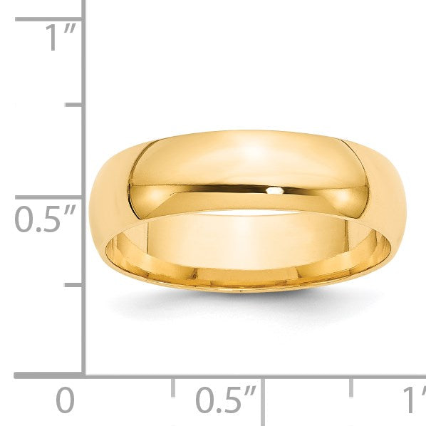 14K Gelbgold 6 mm leichter Ehering mit Komfort-Passform