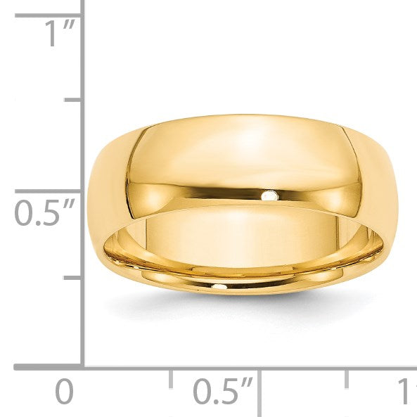 14K Gelbgold 7 mm leichter Ehering mit Komfort-Passform