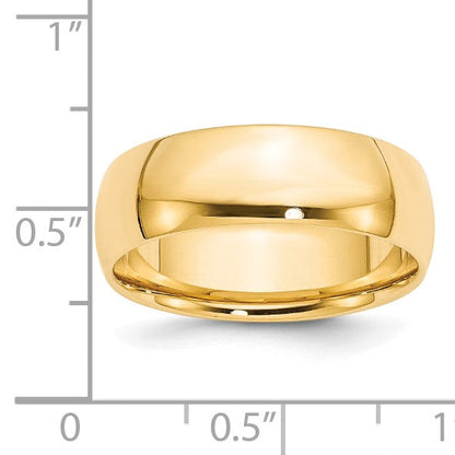 14K Gelbgold 7 mm leichter Ehering mit Komfort-Passform
