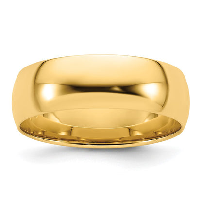 14K Gelbgold 7 mm leichter Ehering mit Komfort-Passform