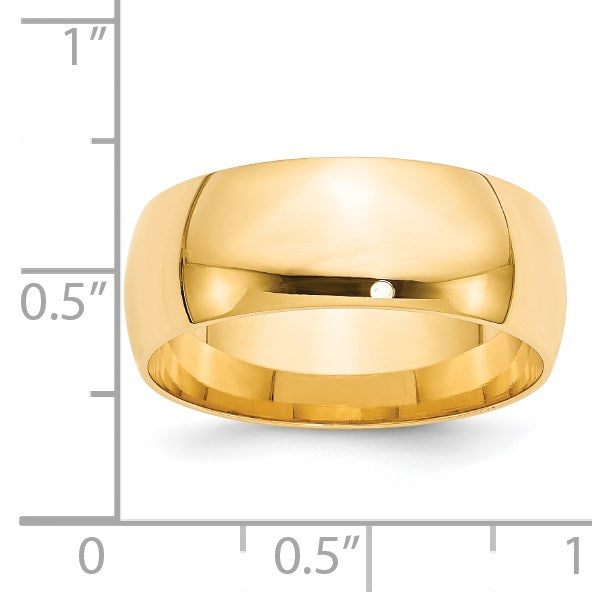 14K Gelbgold 8 mm Leichter Ehering mit Komfort-Passform