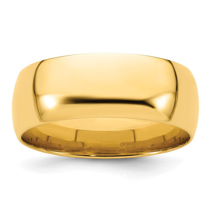 14K Gelbgold 8 mm Leichter Ehering mit Komfort-Passform