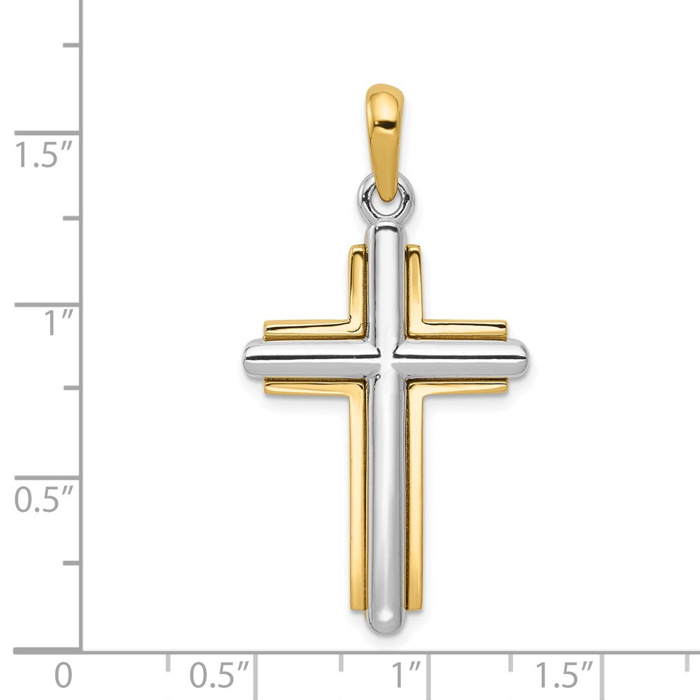 14K Bicolor-Gold Kreuz-Anhänger