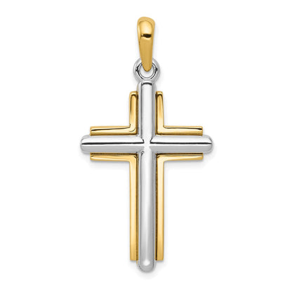 14K Bicolor-Gold Kreuz-Anhänger