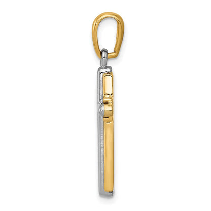14K Bicolor-Gold Kreuz-Anhänger