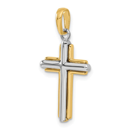 14K Bicolor-Gold Kreuz-Anhänger