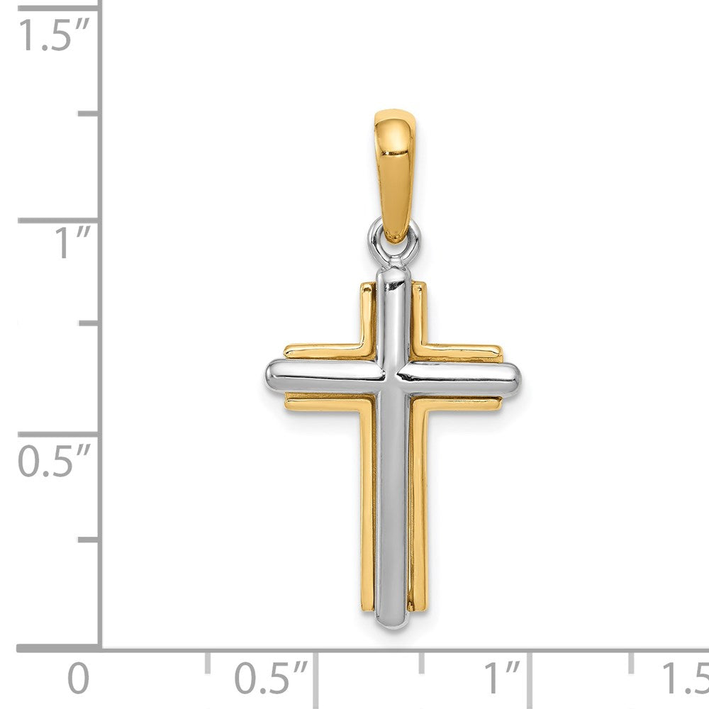 14K Bicolor-Gold Kreuz-Anhänger