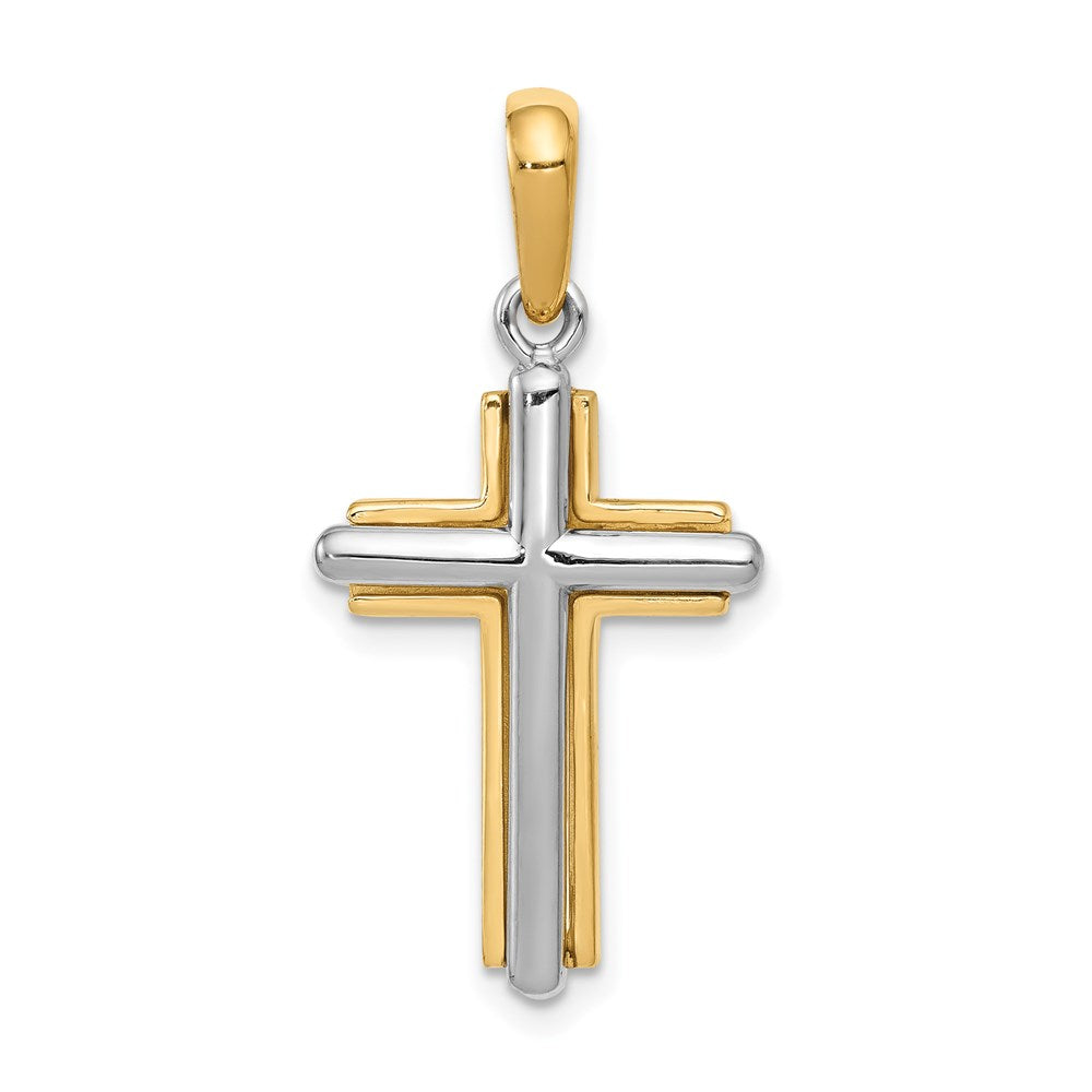 14K Bicolor-Gold Kreuz-Anhänger