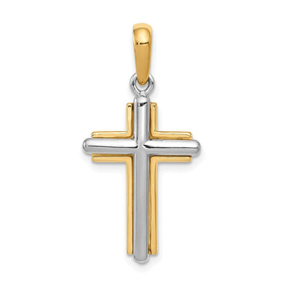 14K Bicolor-Gold Kreuz-Anhänger