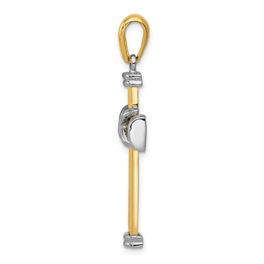 14K Bicolor Gold Kreuzanhänger (lateinisches Kreuz)