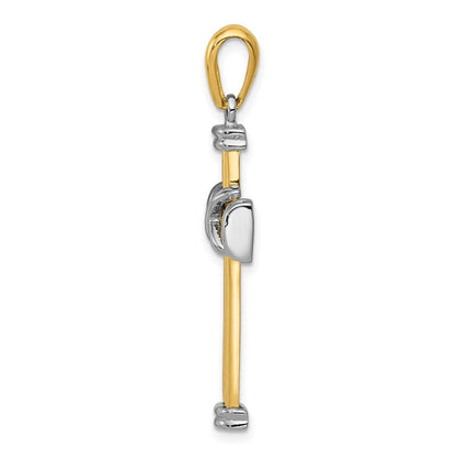 14K Bicolor Gold Kreuzanhänger (lateinisches Kreuz)