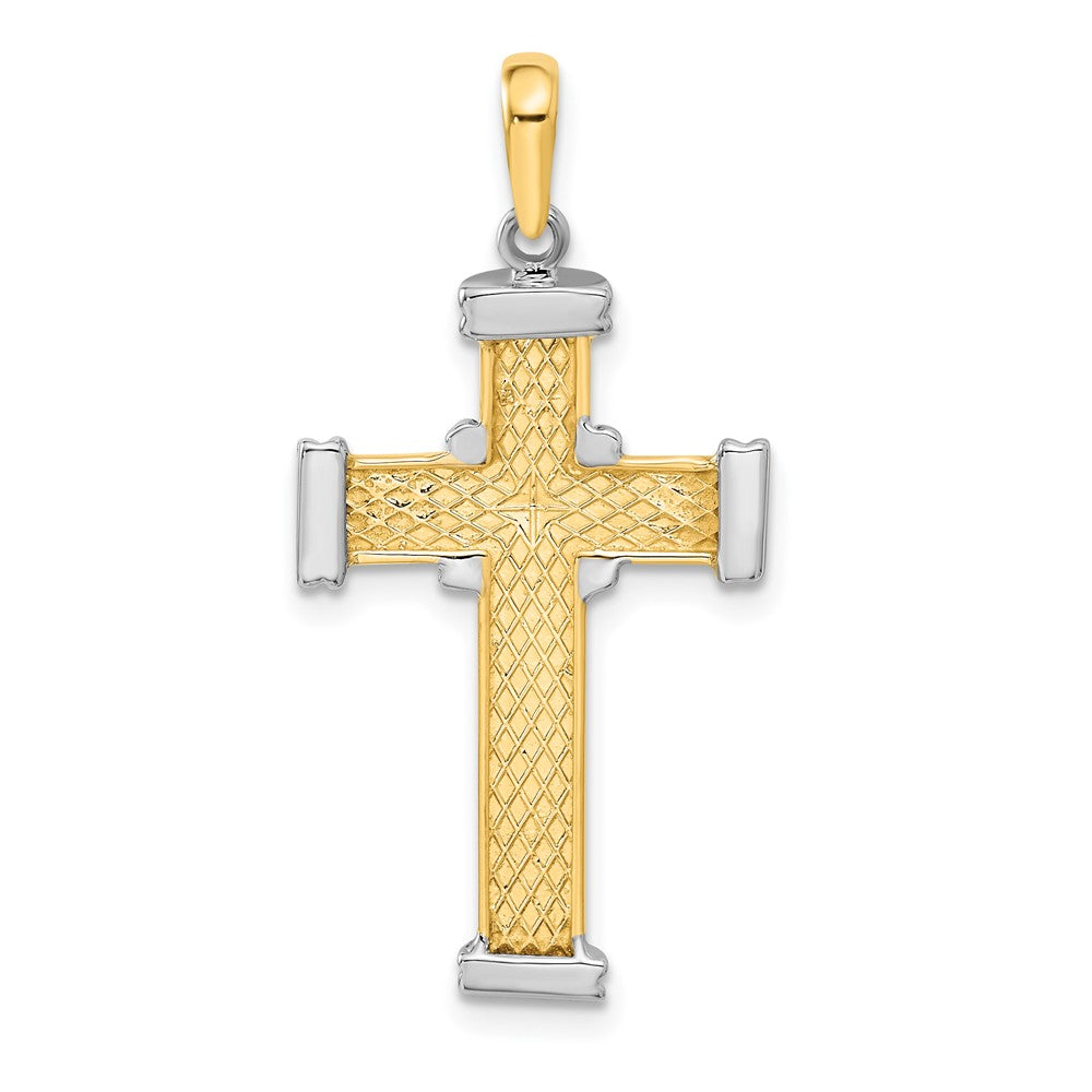14K Bicolor Gold Kreuzanhänger (lateinisches Kreuz)