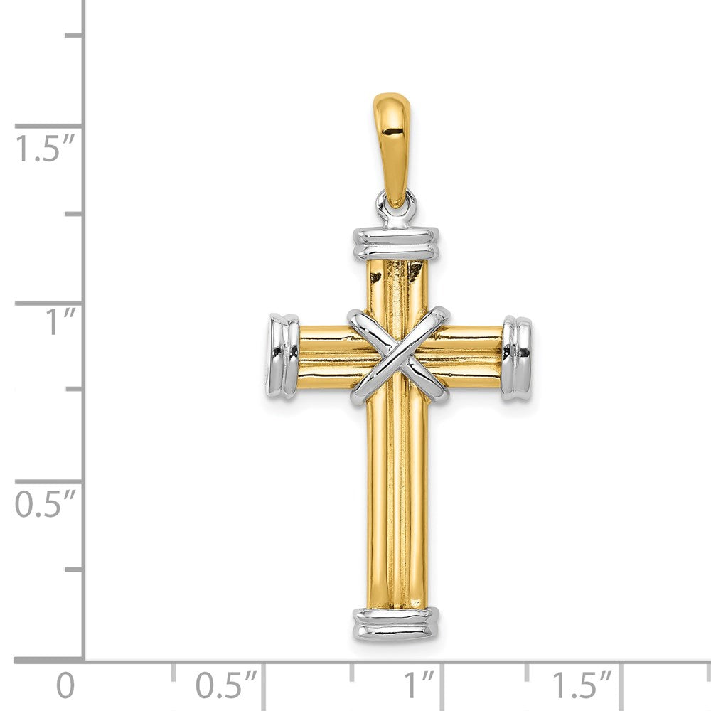14K Bicolor Gold Kreuzanhänger (lateinisches Kreuz)