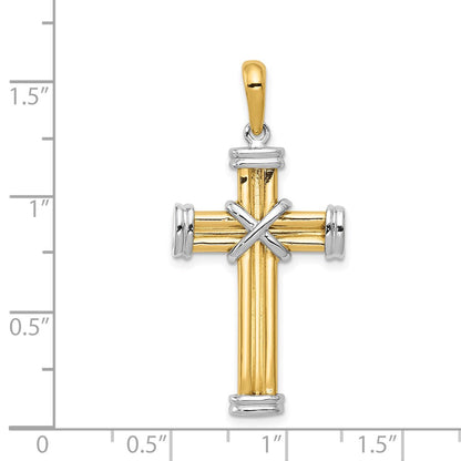 14K Bicolor Gold Kreuzanhänger (lateinisches Kreuz)