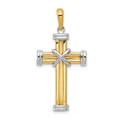 14K Bicolor Gold Kreuzanhänger (lateinisches Kreuz)