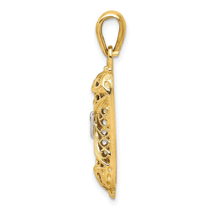 14K Gelb- und Rhodiumgold mit Weißrhodium Mesusa-Charm mit Schin