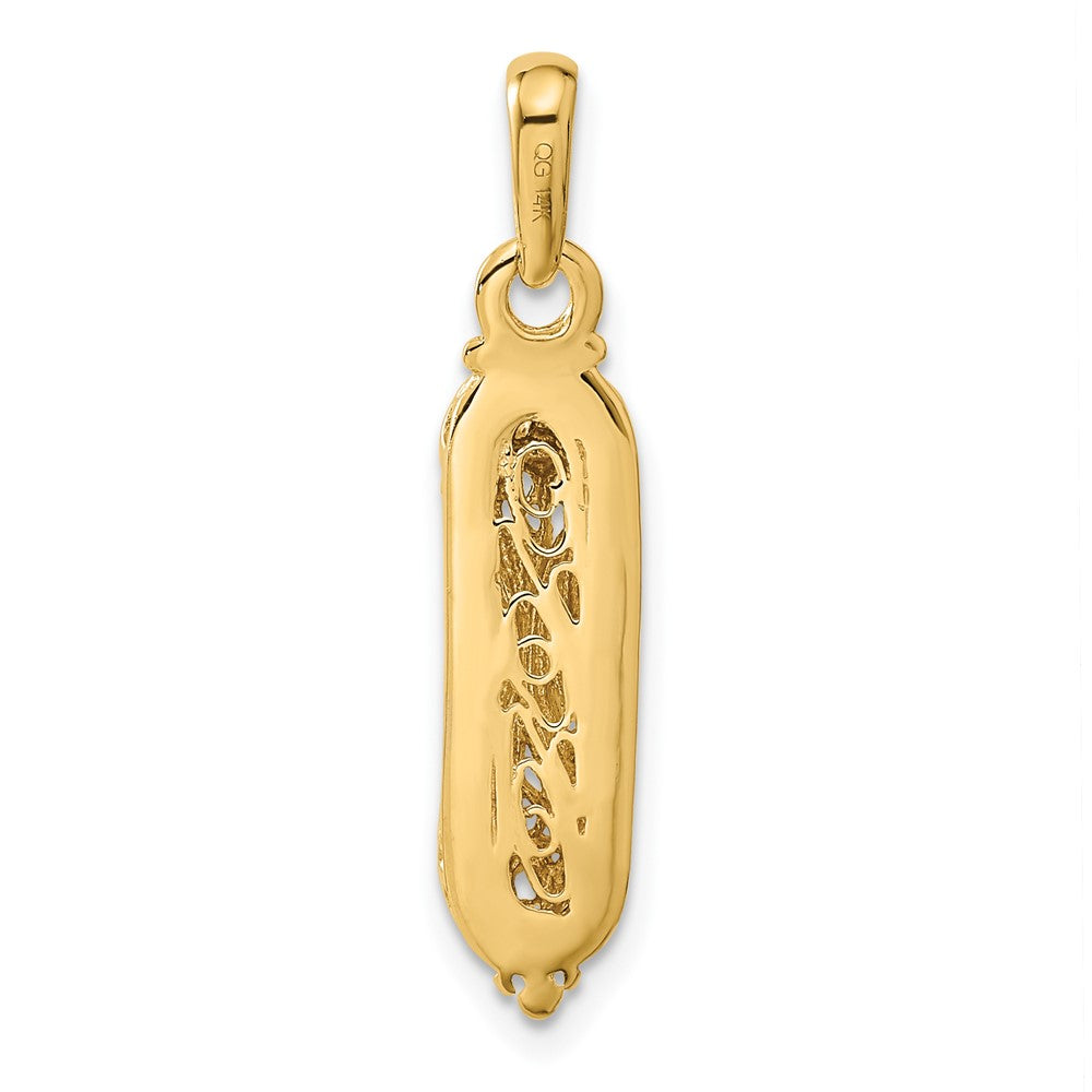 14K Gelb- und Rhodiumgold mit Weißrhodium Mesusa-Charm mit Schin