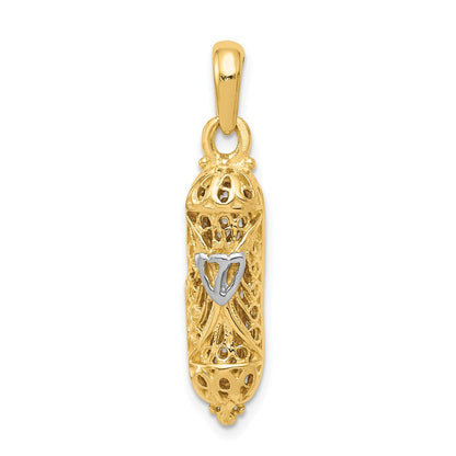 14K Gelb- und Rhodiumgold mit Weißrhodium Mesusa-Charm mit Schin