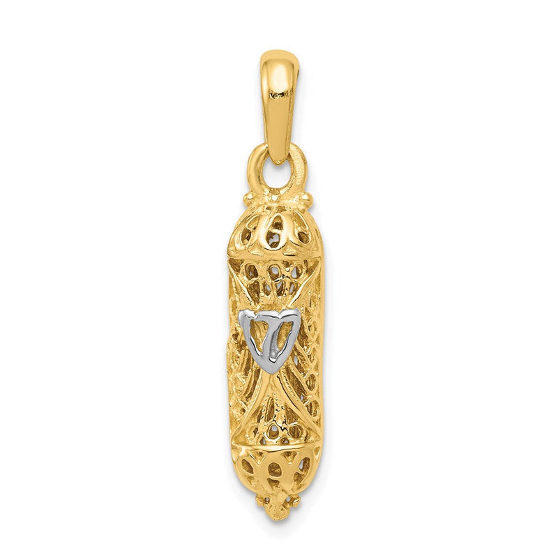 14K Gelb- und Rhodiumgold mit Weißrhodium Mesusa-Charm mit Schin