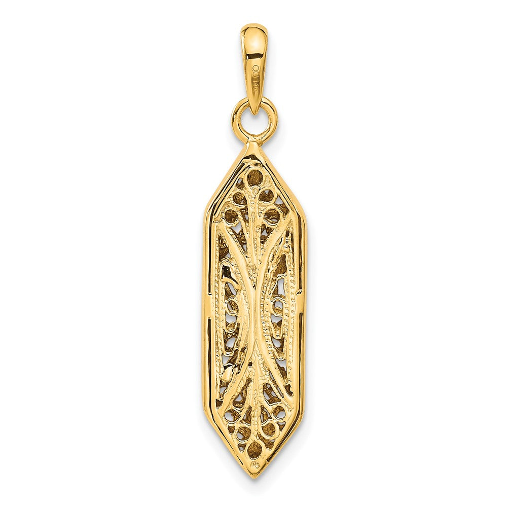 14K Gelb- und Rhodiumgold-Charm mit Weißrhodium-Mesusa mit Schin