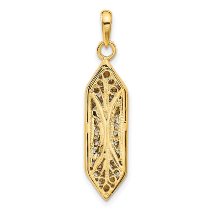 14K Gelb- und Rhodiumgold-Charm mit Weißrhodium-Mesusa mit Schin
