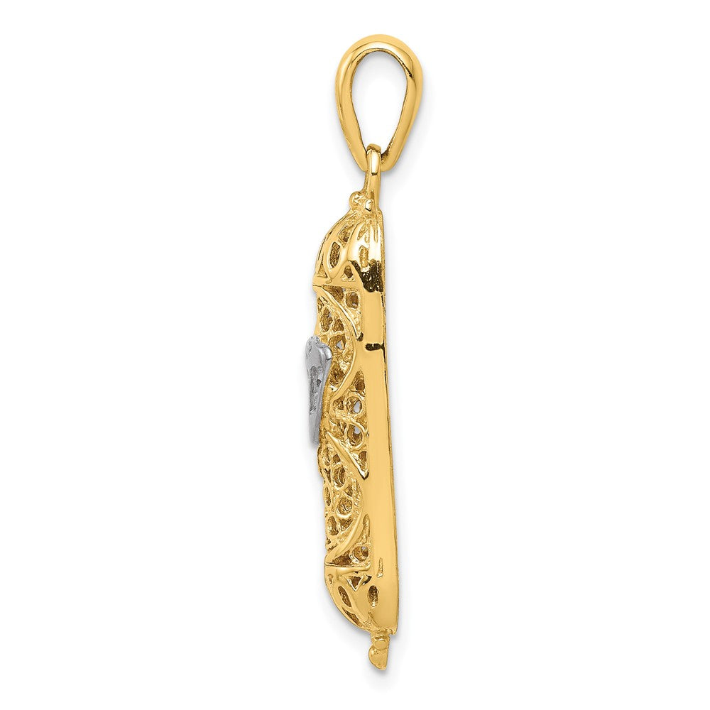 14K Gelb- & Rhodiumgold mit Weißrhodium 3D-Mesusa-Charm mit Schin