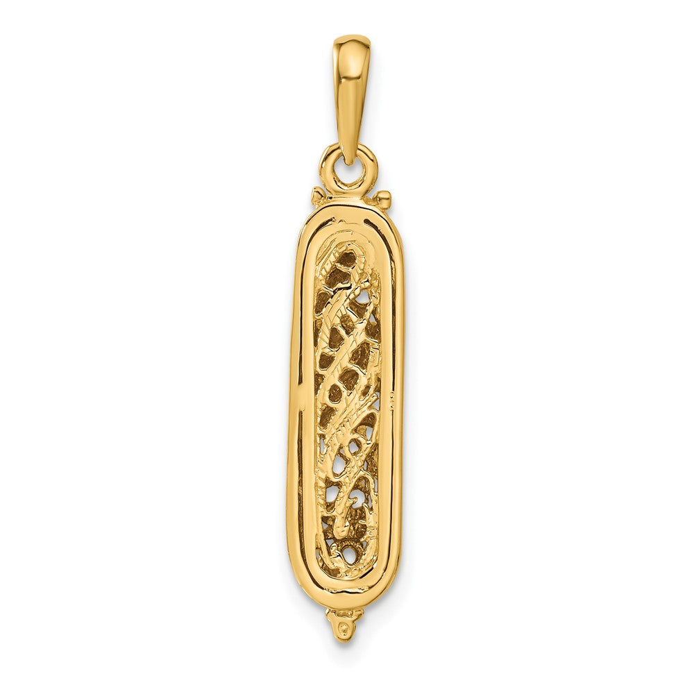 14K Gelb- & Rhodiumgold mit Weißrhodium 3D-Mesusa-Charm mit Schin