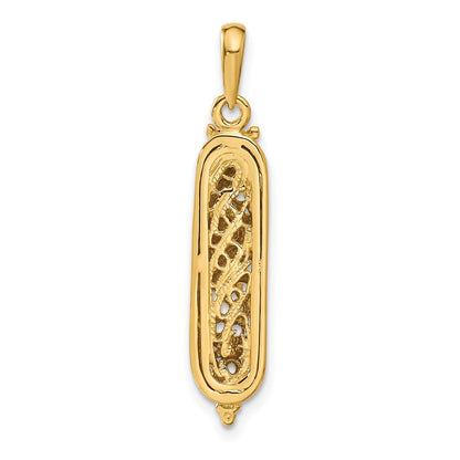 14K Gelb- & Rhodiumgold mit Weißrhodium 3D-Mesusa-Charm mit Schin