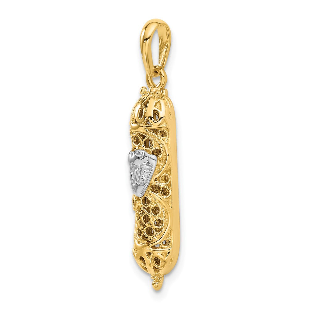 14K Gelb- & Rhodiumgold mit Weißrhodium 3D-Mesusa-Charm mit Schin